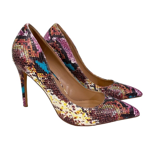 Steven Madden Poet Multicolor Snake Embossed Pointed Toe Stiletto Heel Pumps 9.5 - Picture 1 of 9